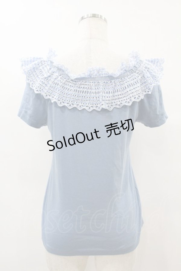 画像2: Jane Marple / カットワークギンガムカットソー  サックス H-25-08-14-012-JM-TO-KB-ZT383 (2)