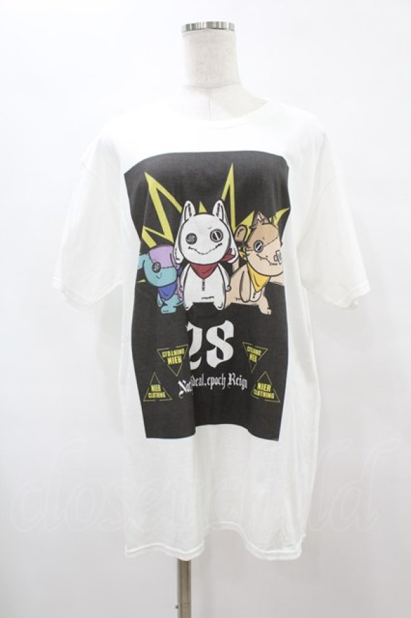 画像1: NieR Clothing / プリント半袖CUTSEW  白 H-25-08-14-022-PU-TO-KB-ZT375 (1)