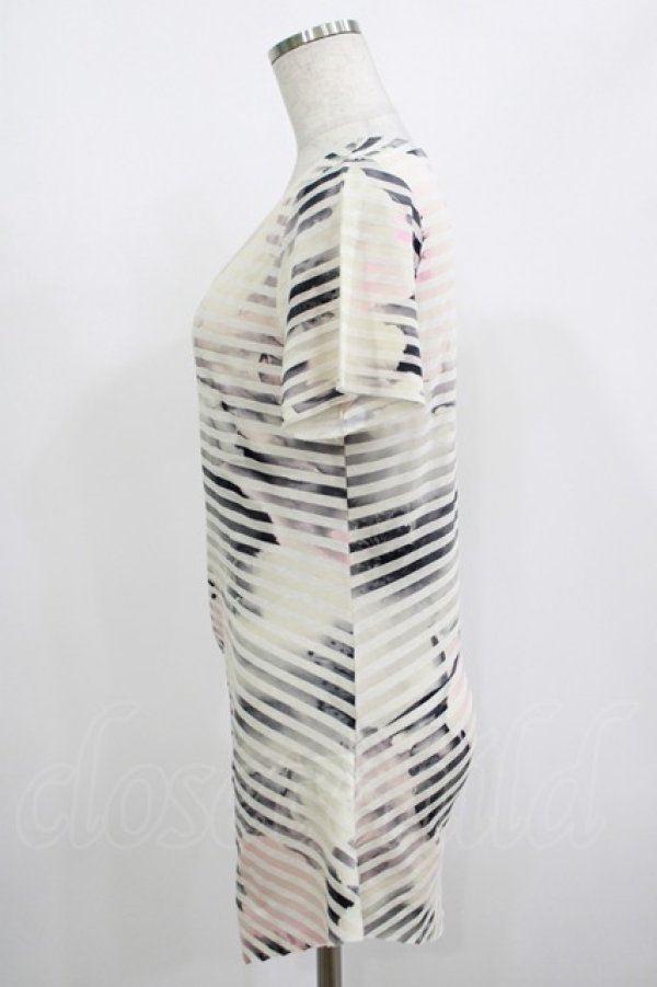 画像2: GADGET GROW / プリントボーダーアシメカットソー  オフ H-25-08-15-027-GO-TO-KB-ZT164 (2)