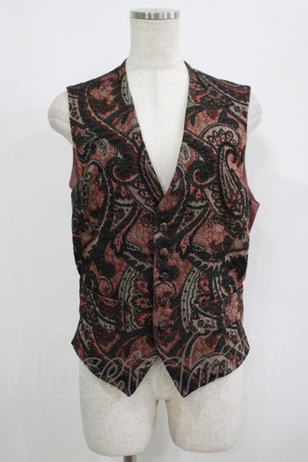 画像1: GADGET GROW / 切替ベスト  ゴブラン風黒×モーヴ H-25-08-15-033-GO-TO-KB-ZH (1)