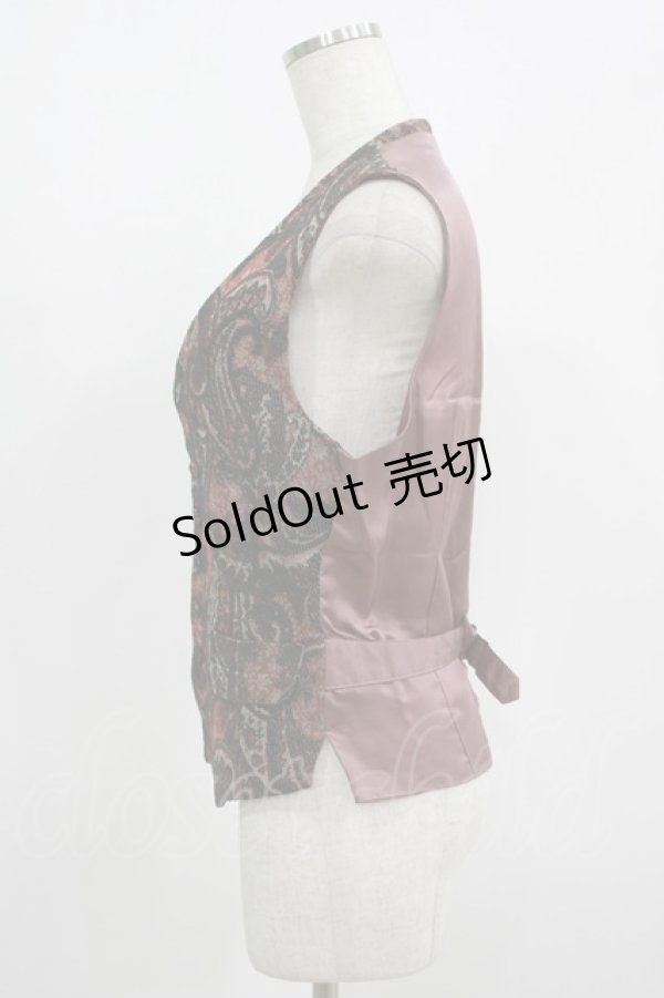 画像2: GADGET GROW / 切替ベスト  ゴブラン風黒×モーヴ H-25-08-15-033-GO-TO-KB-ZH (2)