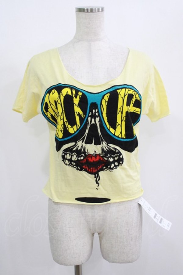 画像1: GLAD NEWS / フェイスプリントカットTシャツ  イエロー H-25-08-15-045-GL-TO-KB-ZT494 (1)