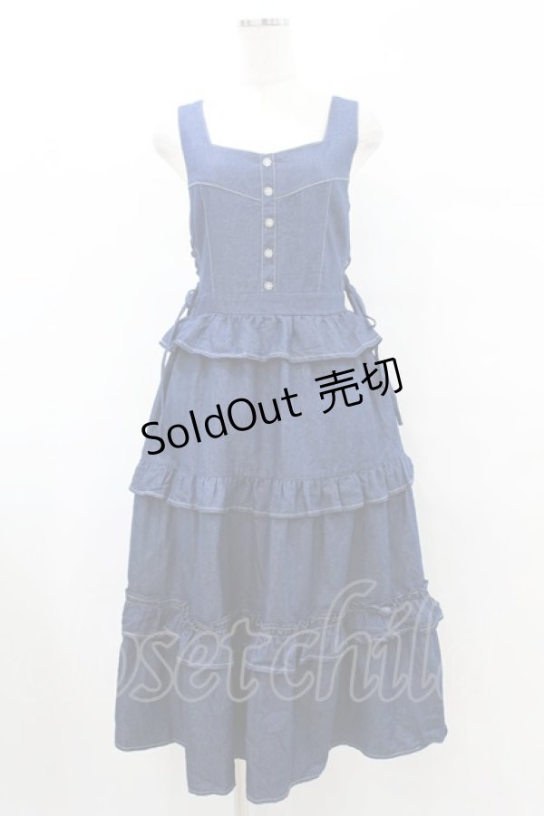 画像1: axes femme / フリルデザインジャンスカ Free インディゴ H-25-08-15-1047-AX-OP-NS-ZH (1)