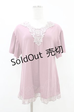 画像: axes femme / レース切替トップス M ピンク H-25-08-15-1053-AX-TO-NS-ZH