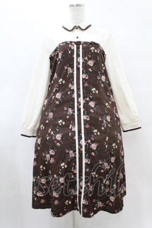 画像: axes femme / ビスチェ切替Aライン花柄ワンピース M ブラウン H-25-08-15-1037-AX-OP-NS-ZH