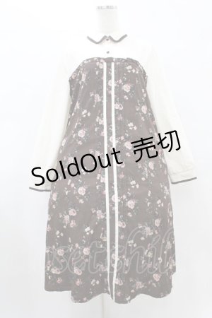 画像: axes femme / ビスチェ切替Aライン花柄ワンピース M ブラウン H-25-08-15-1037-AX-OP-NS-ZH