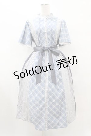 画像: axes femme / チェック切替パッチワークワンピース Free ブルー H-25-08-15-1039-AX-OP-NS-ZH