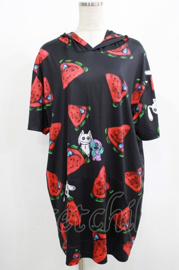 画像1: NieR Clothing / 半袖プルパーカー  黒 H-25-08-15-055-PU-TO-KB-ZT164 (1)