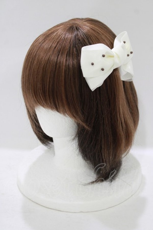 画像1: Emily Temple cute / ホイップリボンバレッタ  白 H-25-08-15-079-ET-AC-KB-ZH (1)