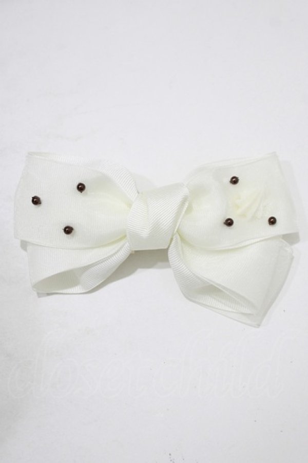 画像2: Emily Temple cute / ホイップリボンバレッタ  白 H-25-08-15-079-ET-AC-KB-ZH (2)