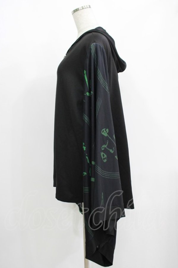 画像2: NieR Clothing / STRETCH PULLOVER着物風袖【和柄漢字】  黒 H-25-08-16-004-PU-TO-KB-ZH (2)