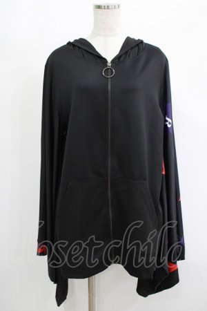 画像: NieR Clothing / 着物風袖ZIPパーカー  黒 H-25-08-16-043-PU-TO-KB-ZH