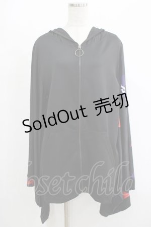 画像: NieR Clothing / 着物風袖ZIPパーカー  黒 H-25-08-16-043-PU-TO-KB-ZH