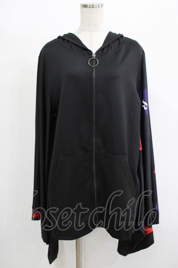 画像1: NieR Clothing / 着物風袖ZIPパーカー  黒 H-25-08-16-043-PU-TO-KB-ZH (1)