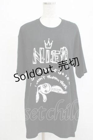 画像: NieR Clothing / プリント半袖CUTSEW XL 黒 H-25-08-16-046-PU-TO-KB-ZT494