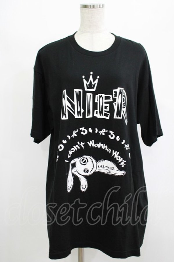 画像1: NieR Clothing / プリント半袖CUTSEW XL 黒 H-25-08-16-046-PU-TO-KB-ZT494 (1)