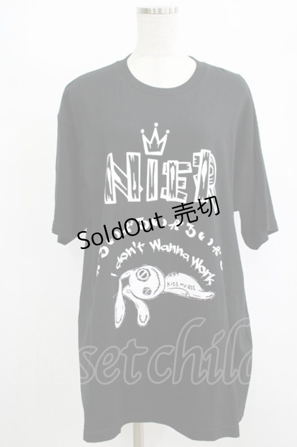 画像1: NieR Clothing / プリント半袖CUTSEW XL 黒 H-25-08-16-046-PU-TO-KB-ZT494 (1)