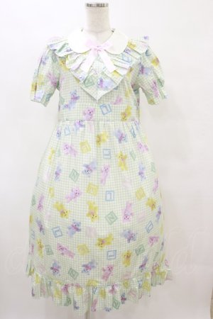 画像: Nile Perch / Vフリルロングワンピース Free くま柄/ミント H-25-08-16-1012-LO-OP-NS-ZH