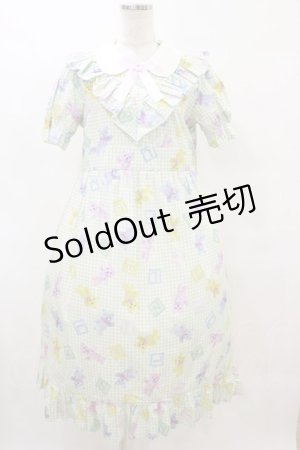 画像: Nile Perch / Vフリルロングワンピース Free くま柄/ミント H-25-08-16-1012-LO-OP-NS-ZH