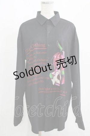 画像: NieR Clothing / プリントロングシャツ  黒 H-25-08-16-002-PU-BL-KB-ZH