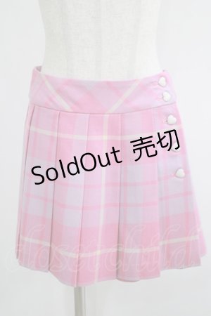 画像: MILK / Sweet checkスカート  ピンク H-25-08-16-020-ML-SK-KB-ZH