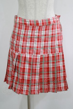 画像: Candy Stripper / CHECK PLEATS MINI SKIRT M レッド H-25-08-16-021-PU-SK-KB-ZH