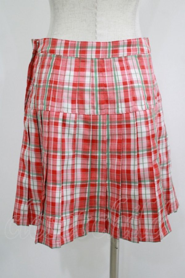 画像3: Candy Stripper / CHECK PLEATS MINI SKIRT M レッド H-25-08-16-021-PU-SK-KB-ZH (3)