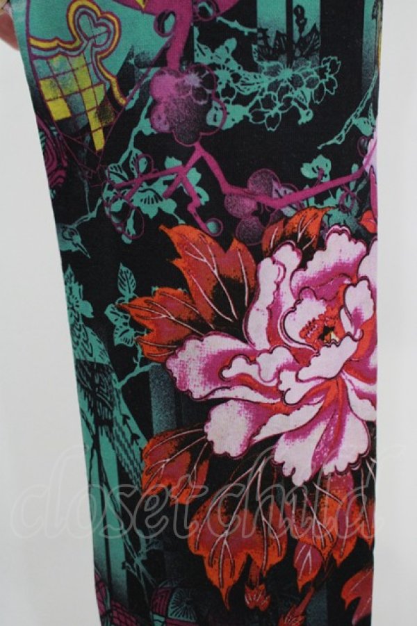 画像4: Ozz oneste / 裾レースプリントレギンス  黒 H-25-08-17-1009-OO-PA-KB-ZH (4)