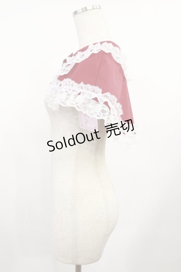 画像2: metamorphose / 無地ラッセルレースつき丸襟ケープ サイズ1 エンジ H-25-08-18-1028-ME-TO-NS-ZH (2)