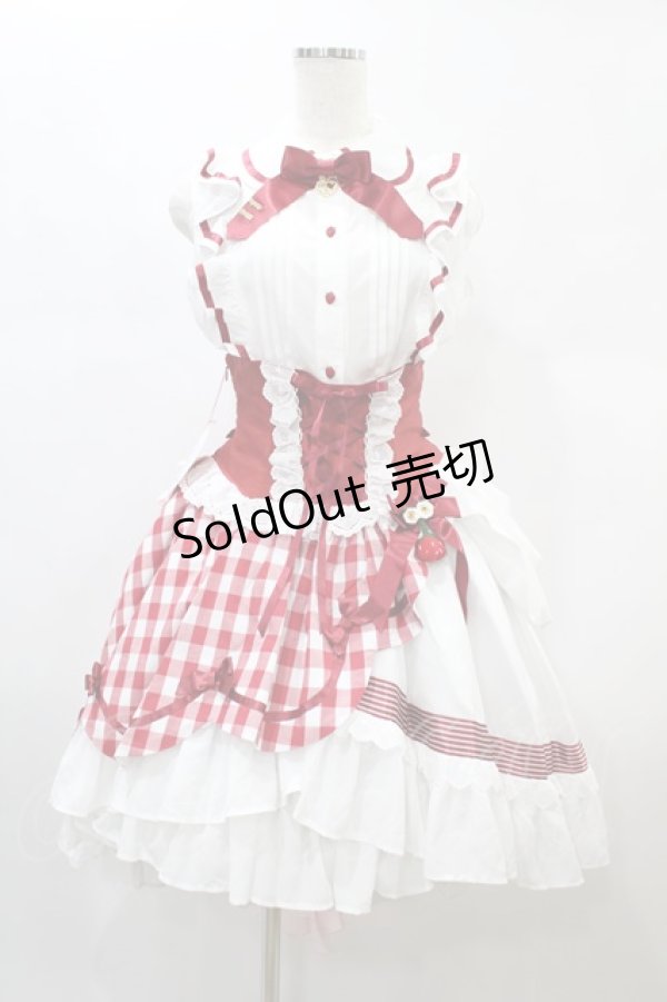 画像1: BABY,THE STARS SHINE BRIGHT / 初音ミクStrawberry Dress×BABY, THE STARS SHINE BRIGHTコラボレーションドレスセット Free オフ/レッド H-25-08-18-1029-BA-OP-NS-ZH (1)