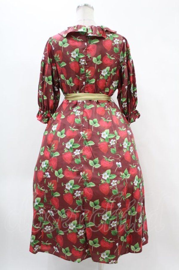 画像2: Perla nell' ostrica / いちごプリントキャンディボタンワンピース M レッド H-25-08-18-1032-EL-OP-NS-ZH (2)