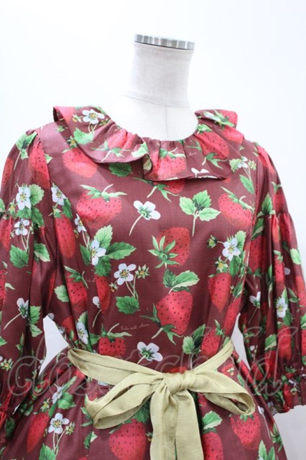 画像4: Perla nell' ostrica / いちごプリントキャンディボタンワンピース M レッド H-25-08-18-1032-EL-OP-NS-ZH (4)