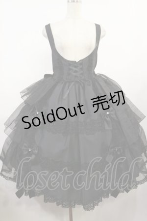 画像: metamorphose / 【プラスサイズ】Mellifluous フロントあきフリルジャンパースカート プラスサイズ ブラック H-25-08-18-1012-ME-OP-NS-ZH