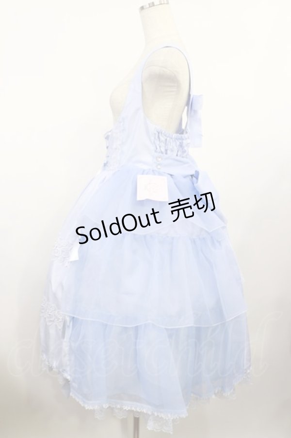 画像2: metamorphose / 【プラスサイズ】Mellifluous フロントあきフリルジャンパースカート プラスサイズ サックス H-25-08-18-1013-ME-OP-NS-ZH (2)