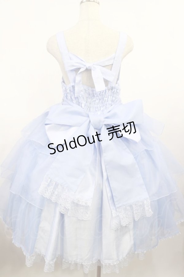 画像3: metamorphose / 【プラスサイズ】Mellifluous フロントあきフリルジャンパースカート プラスサイズ サックス H-25-08-18-1013-ME-OP-NS-ZH (3)