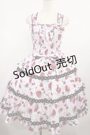 画像: metamorphose / 【プラスサイズ】Lady Fruit シャーリングティアードジャンパースカート プラスサイズ ピンク H-25-08-18-1015-ME-OP-NS-ZH