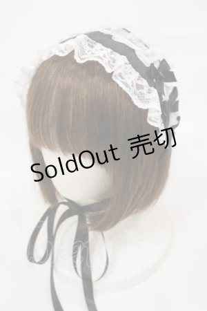 画像: metamorphose / 無地ラッセルレースつきヘッドドレス  ブラック/オフ H-25-08-18-1004-ME-AC-NS-ZH