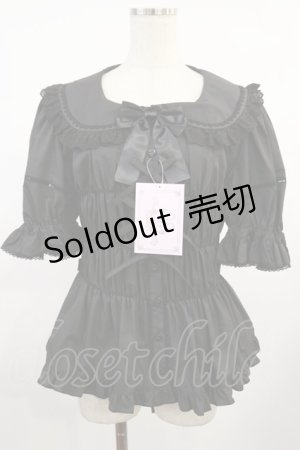 画像: metamorphose / 【プラスサイズ】ハートレースシャーリング半袖ブラウス プラスサイズ ブラック H-25-08-18-1026-ME-BL-NS-ZH