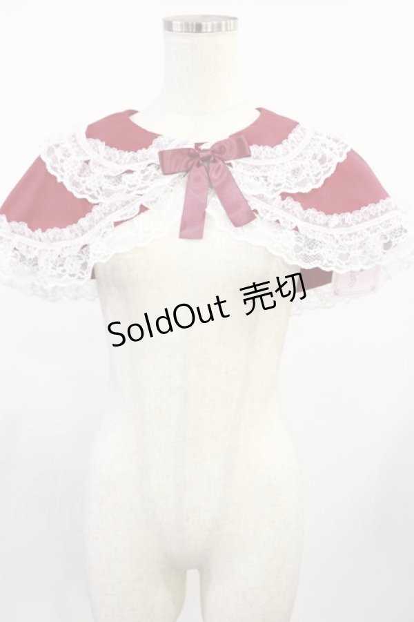 画像1: metamorphose / 無地ラッセルレースつき丸襟ケープ サイズ1 エンジ H-25-08-18-1028-ME-TO-NS-ZH (1)