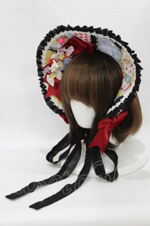 画像: Crucis（海外ロリータブランド） / 昭和カレイドスコープボンネット  ブラック H-25-08-18-013-PU-AC-NS-ZH