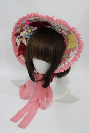 画像: Crucis（海外ロリータブランド） / 昭和カレイドスコープボンネット  ピンク H-25-08-18-014-PU-AC-NS-ZH