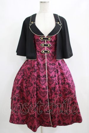画像: metamorphose / 【プラスサイズ】ハートダマスクジレ風ジャンパースカート プラスサイズ ボルドー H-25-08-19-003-ME-OP-NS-ZH