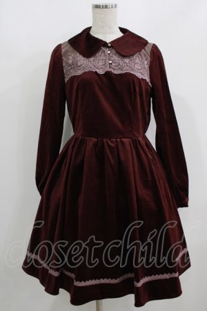 画像: axes femme POETIQUE / レースデザインベロアワンピース M ワイン H-25-08-19-031-AX-OP-NS-ZH