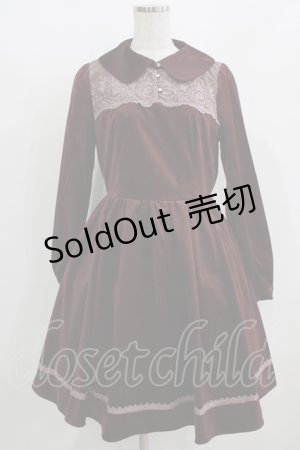 画像: axes femme POETIQUE / レースデザインベロアワンピース M ワイン H-25-08-19-031-AX-OP-NS-ZH