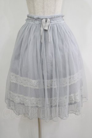 画像: axes femme / リボン付きレーシーチュールスカート M ブルー H-25-08-19-034-AX-SK-NS-ZH