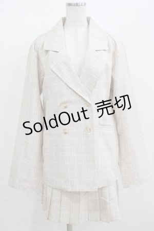 画像: DearMyLoveRose / ジャケット&プリーツミニスカパンチェック柄セットアップ LL ベージュ H-25-08-19-044-EL-OP-NS-ZH