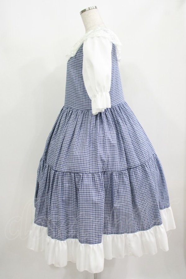 画像2: marcHenTica / チェックティアードワンピース Free ブルー H-25-08-19-016-LO-OP-NS-ZH (2)