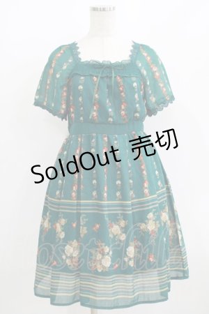 画像: axes femme / 花柄シャーリングワンピース M グリーン H-25-08-19-026-AX-OP-NS-ZH