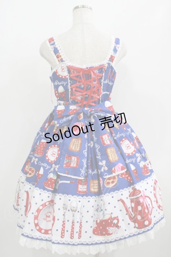 画像3: Angelic Pretty / French Cafe 切替ジャンパースカートSet Free ブルー H-25-08-20-003-AP-OP-NS-ZH (3)