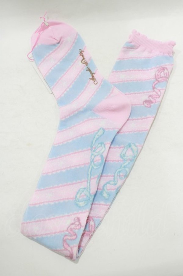 画像1: Angelic Pretty / MELODY TOYSオーバーニー  ピンク/サックス H-25-08-20-029-AP-ZA-NS-ZH (1)